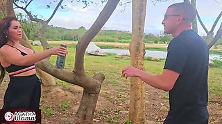 Naughty babe outdoor sex fun