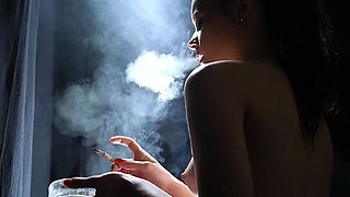 A Little Bit Naked Smoking Girl