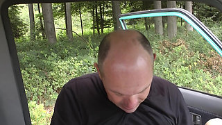 Hot Brunette Sucks BBC Outdoors and Blonde Gives Car Blowjob