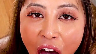 Slim latina Alexia Anders POV deepthroat blowjob and cum swallow