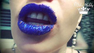 Glamorous blue glittery lips