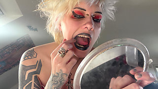 Glitterqueen1999 Mouth Tour with Mirror Black Lipstick