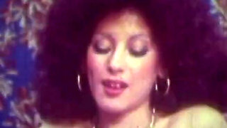 Retro Curly Brunette Classic with Vintage Bedroom Passion