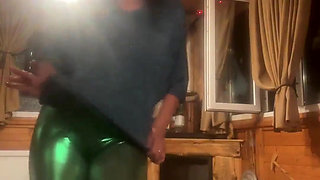 Shiny Leggings Cameltoe Dance Tease