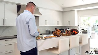 CUM4K Jade Kush Lets Stepbro Feast On Her Breast And Thighs For Thanksgiving