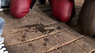 Hot blonde ass getting doggystyle in toilet