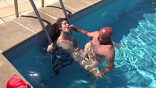 Insatiable MILF Rides Her Lover in the Pool