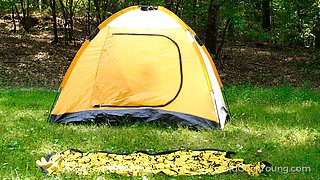 Older Man Pleases Fresh Blonde in the Open