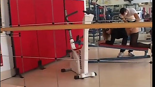 Masked MILF with Nice Tits and Hairy Pussy Fucked and Cummed in Mouth by Big Amateur Cock in Gym