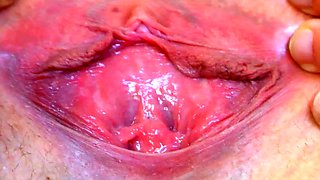 Cummy amateur pussy close up