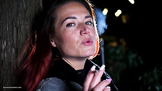 Seductive Russian Babe Smoking Cigarette Seaside Vibes
