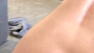 Busty Blonde Slut Wife Rides the Sybian for a Fan