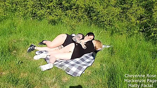 Lesbian couple films themselves in the nature