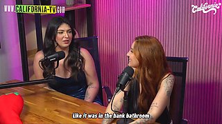 Hostesses Eat Busty Morenas Juicy Pussy in Lesbian Group Sex