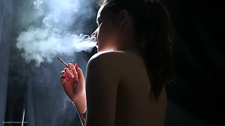 A Little Bit Naked Smoking Girl