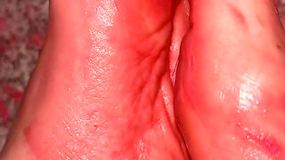 Playing with a whipped cream with my legs in white stockings