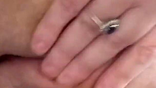 Playing with Dildo in Blue Swimsuit and Pantyhose