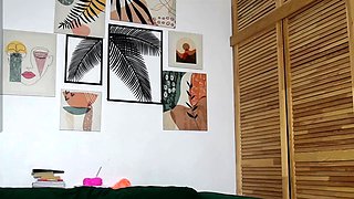 Blonde teen in solo action with her pussy