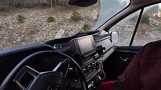 Car Blowjob in glasses interrupted