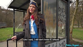 Shy Flight Attendant Seduced by Public Agent during Layover - Cum Fly With Me - Coco Bae and Martin Gun