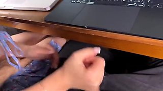 Office Handjob Under Table - Coworker Marshmallow Sweet Big Tits POV