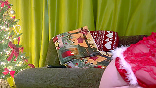 Santas Little Helper Finger Banging and Hard and Fast Oiled up Christmasturbation Under the Christmas Tree