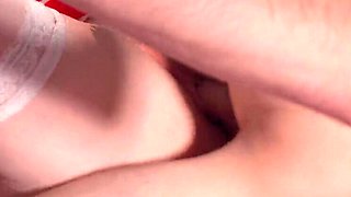 Skinny Guy's Huge Cock Stretches Curvy MILF's Tight Ass in White Stockings & Satin Babydoll - Deep Anal, Cum Inside & Destroyed Hole