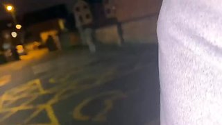 Blonde MILF Flashes and Pees Outside in Public After Being Offered a Cigarette