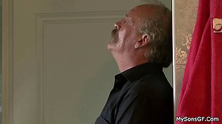 Father in law getting busted fucking son's gf