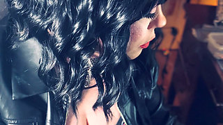 Leather Clad Tina Snua Smokes A Cork Cigarette - You Love Me Dressed Head To Toes In Leather - Gloves