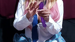 Otaku in Marin Cosplay Masturbates Anal