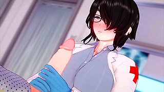 Handjob cumshot, 3d hentai, hand-job