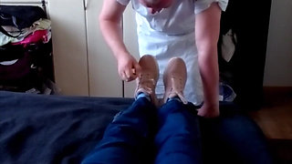 Sexy Nylon Feet of Grandma in the Afternoon