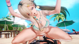 Wuthering Waves - Chisa and Lynae Beach Sex - 3D Hentai Animations