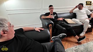 Girlfriends Soaking Wet Pussy Drips Greedy in Steamy Threesome as Neighbor Watches Her