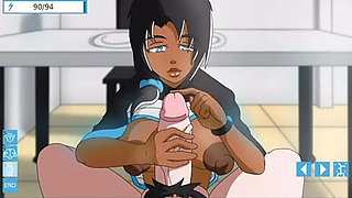Horny robot MILF gives you a handjob and blows your huge cock