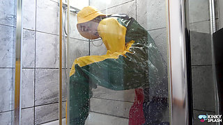 Double-layered Pvc Rainwear & Wetsuit: Soaked, Soapy Shower Play
