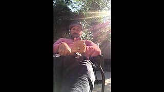 Outdoor Masturbation: He Strokes It in the Garden