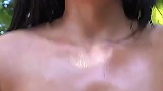 French MILF Anissa Kate Vacation Fuck: Oiling Her Big Natural Tits & Ass on the Sand, Eats Cum off Her Boobs