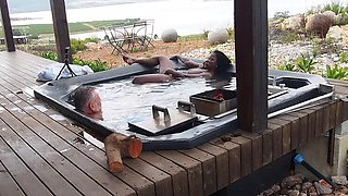 Big Tit MILF Black Swan Gives Blowjob & Gets Fingered Outdoor - Public Sex on Mountain