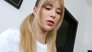 Naked blond teacher rails her student with nude