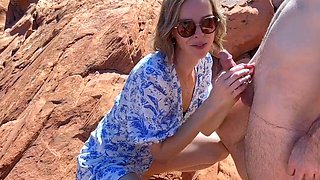 Hiking Threesome Creampie in the Desert with Blonde Amateur