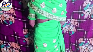 Indian Desi New Bride Bhabhi in Green Saree Blouse Fucked and Cock Sucking
