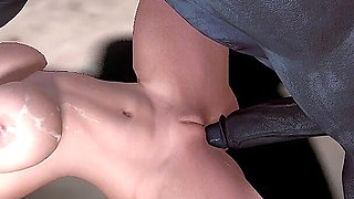 Queen of the Jungle with Big Lactating Tits Fucked and Bred by Black Monster Cock