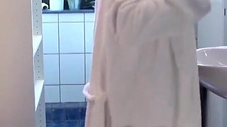 Big blond German girl with big tits bathroom sex