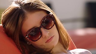 Two pale babes share a big cock in an intense riding session