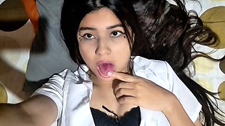 Wild college girl shows off her luxurious tits