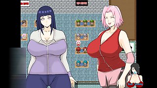 Busty ninja Sakura and Hinata in all the wild hentai action