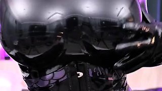 Latex slut solo anal masturbation