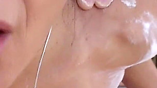 Hot Wife with Amazing Natural Tits Gets Her Pussy Filled While Working in the Kitchen